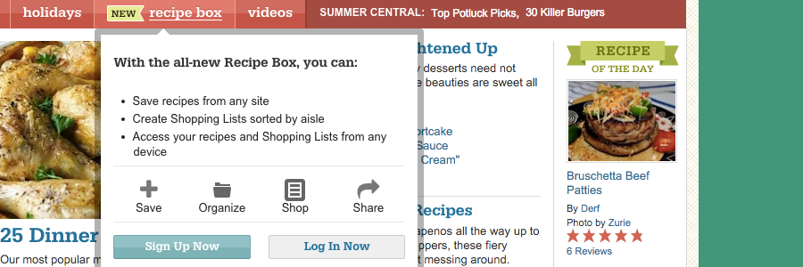 screenshot of Legacy Food.com
