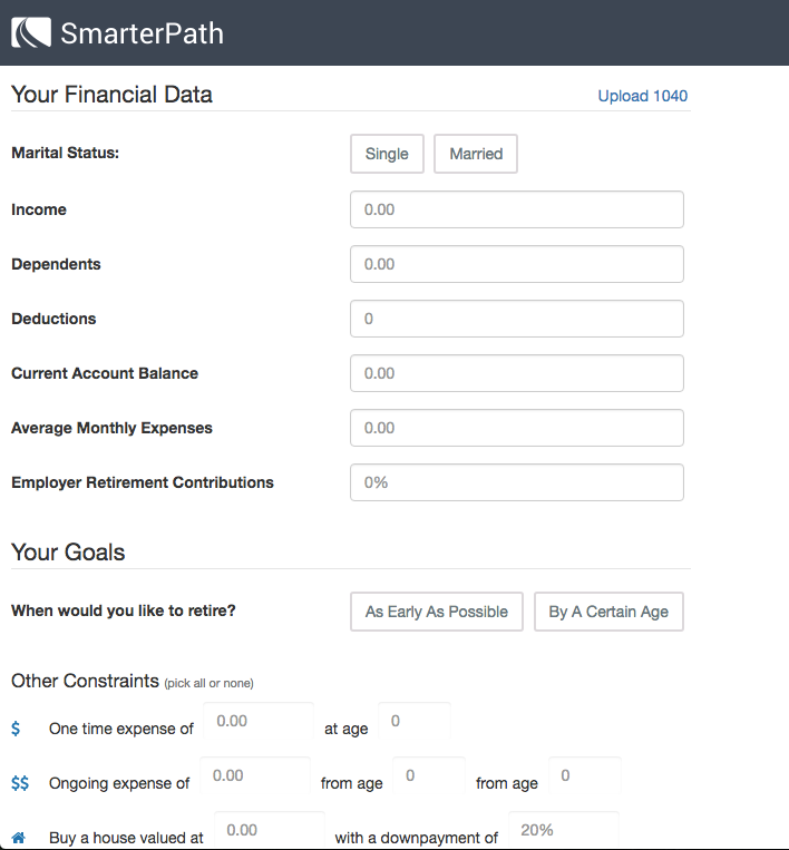 screenshot of Smarter Path Form